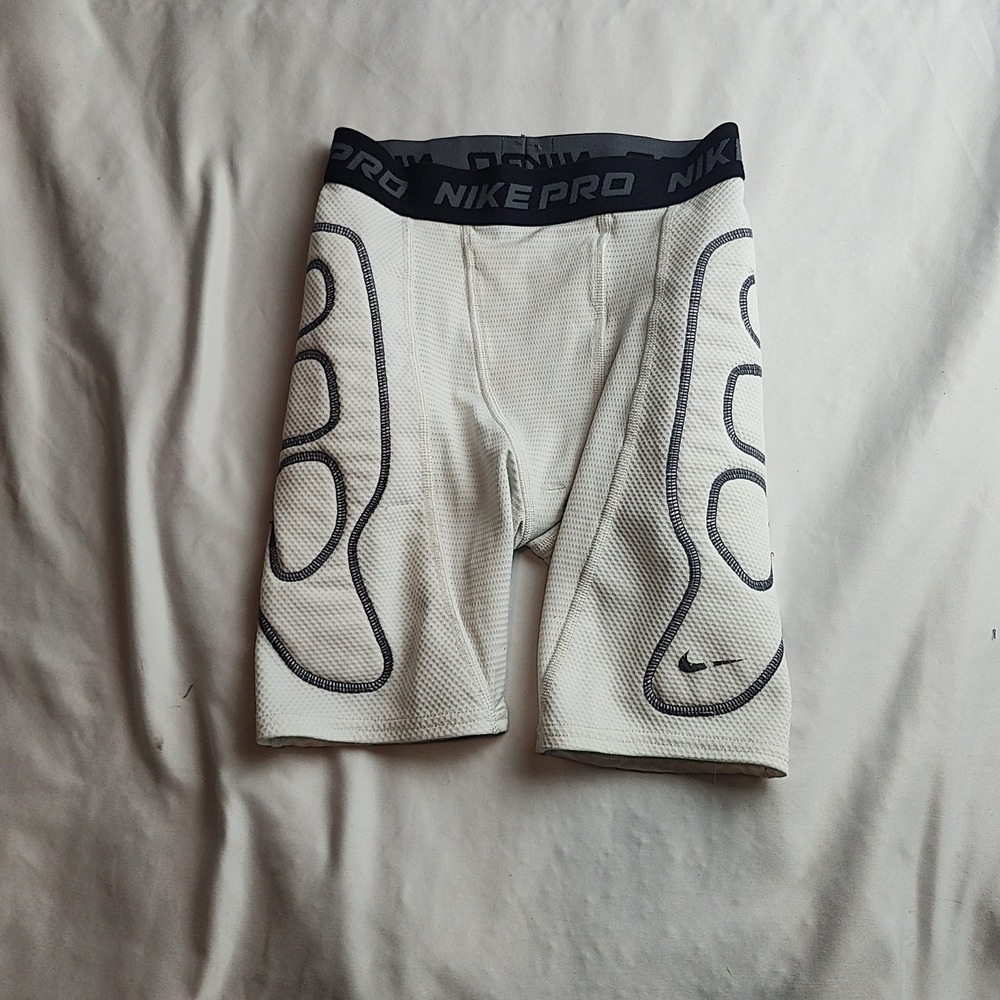 Nike Pro Dri-Fit Padded Compression Shorts White Black Boys Size M (10-12)
